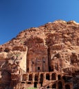 View of Urn tomb petra in the mountains in jordan