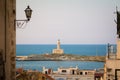 View oh the Vieste lighthouse on the island of Santa Eufemia Royalty Free Stock Photo