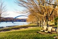 Ohio River view from Heritage Port waterfront park, Wheeling West Virginia