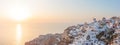 View on Oia in Santorini at sunset Royalty Free Stock Photo