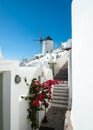 View of Oia with a windmill Royalty Free Stock Photo