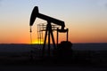 View of Oil Well Pumpjack at Sunset Oil Industry