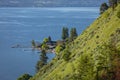 View of Okanagan Lake Peachland British Columbia Canada near Kelowna. Beautiful summer landscape at Okanagan Lake