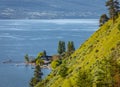 View of Okanagan Lake Peachland British Columbia Canada near Kelowna. Beautiful summer landscape at Okanagan Lake