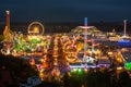 View of the Oktoberfest in Munich at night. Royalty Free Stock Photo