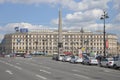 View of the Oktyabrskaya hotel on Vosstaniya square. St. Petersburg