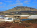 View of the old abandoned machinery for the extraction of salt in Pedra do Lume, the suggestive crater of an ancient volcano where Royalty Free Stock Photo