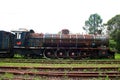 OLD STEAM LOCOMOTIVE ON ABANDONED RAILWAY LINE Royalty Free Stock Photo