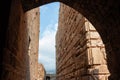 View of the old ancient walls of the crusader castle in the historic city of Byblos. The city is a UNESCO World Heritage Site. Royalty Free Stock Photo