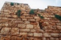 View of the old ancient walls of the crusader castle in the historic city of Byblos. The city is a UNESCO World Heritage Site. Royalty Free Stock Photo