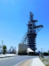 View of the old blast furnace exposed at a roundabout in the Port of Sagunto Royalty Free Stock Photo