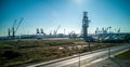 View of the old blast furnace exposed at a roundabout in the Port of Sagunto