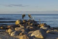 A View Of Old Breakwater Posts On Beach, Riga Bay, Jurmala, Latvia