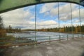 View from old bridge crossing Pite river at Ljusselforsen in Lapland Royalty Free Stock Photo