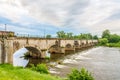 View at the Old bridge with river canal over Loire river in Digoin ,France