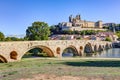 View of the Old Bridge and Saint Nazaire Cathedral of Beziers - Herault - Occitania - France Royalty Free Stock Photo