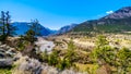 A single lane bridge over the Fraser River at the town of Lillooet, British Columbia, Canada
