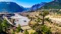 A single lane bridge over the Fraser River at the town of Lillooet, British Columbia, Canada