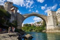 Neretva River and Old Bridge in Mostar Royalty Free Stock Photo