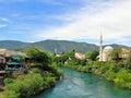 View from the Old Bridge (Stari Most), Mostar, Bosnia and Herzegovina Royalty Free Stock Photo