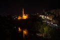 View from the Old Bridge Stari Most in Mostar at Night