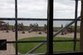 View of old bronze cannons from a window in Kronborg castle in Helsingor, Denmark Royalty Free Stock Photo