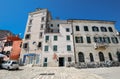 View on old buildings of Coastal town of Rovinj, Istria, near Adriatic Sea. Cororful building facades in old town of Rovinj,