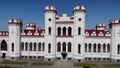 View on the old castle-palace Puslovsky, April day. Kossovo