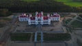 View on the old castle-palace Puslovsky. Kossovo, Belarus aerial video