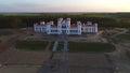 View of the old castle Puslovsky. Kossovo, Belarus aerial video