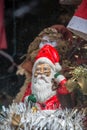 View of old ceramic Santa Claus doll, in decoration shop window Royalty Free Stock Photo