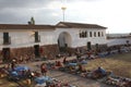 A view of the old CHinchero market with ancient architecture in Cusco Peru