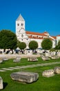 The view of old church and ancient ruins in Zadar, Croatia. Royalty Free Stock Photo