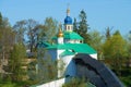 The view on the old Church. Svyato-Uspenskiy Pskovo-Pechersky monastery, Russia Royalty Free Stock Photo