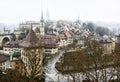 View on Old City of Bern in the rain, Switzerland Royalty Free Stock Photo