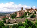 View of the Old City of Cervera in Catalonia Spain. Beautiful Catalan landscape of a medieval town with an ancient wall on a