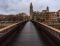 View of the old city of Girona from the bridge over the Onyar River. Catalonia. Spain
