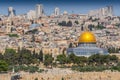 View of the Old city of Jerusalem including the Dome of the Rock mosque, taken from the Mount of Olives, Jerusalem, Israel Royalty Free Stock Photo