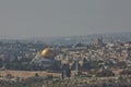 View of the old city of Jerusalem in Israel. The Dome of the Rock Qubbet el-Sakhra is one of the greatest of Islamic monuments, Royalty Free Stock Photo