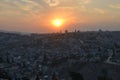 Sunset view of old city of Jerusalem, the Temple Mount and Al-Aqsa Mosque from Mt. Scopus, Israel Royalty Free Stock Photo