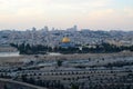 A view of old city of Jerusalem, the Temple Mount and Al-Aqsa Mosque from Mt. Scopus in Jerusalem, Israel, har hazofim Royalty Free Stock Photo