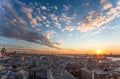 View of old city and the port at sunset, Genoa, Italy. Royalty Free Stock Photo