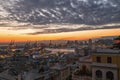 View of old city and the port at sunset, Genoa, Italy. Royalty Free Stock Photo