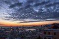 View of old city and the port at sunset, Genoa, Italy. Royalty Free Stock Photo