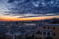 View of old city and the port at sunset, Genoa, Italy. Royalty Free Stock Photo