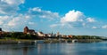 View of Old City of Torun. Vistula (Wisla) river against the backdrop of the historical buildings of the medieval