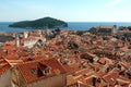 The view from the old city wall of Dubrovnik to Lokrum island Royalty Free Stock Photo