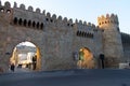 View of Old City wall and gates in Baku - Azerbaijan: 2 January 2021. Touristic places during Covid-19 Lockdown in Baku.