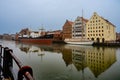 View of the old Cityscape of Gdansk in Poland. Reflections in the water