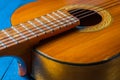 Old classical guitar closeup view Royalty Free Stock Photo